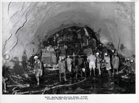 Diversion tunnel face showing Drilling Rig